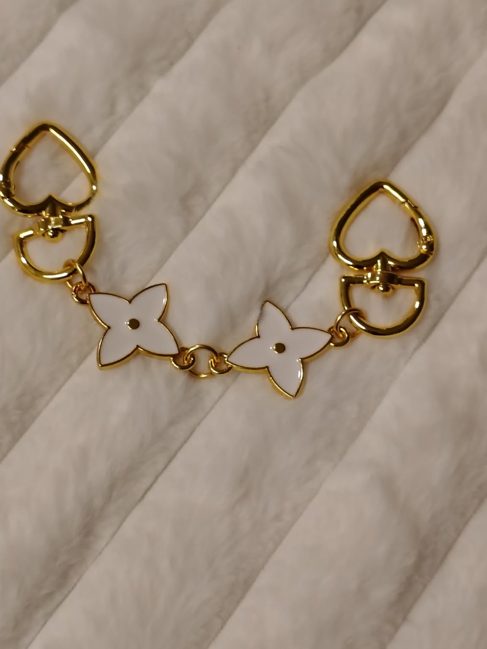 Gold and White Floral Link Bracelet